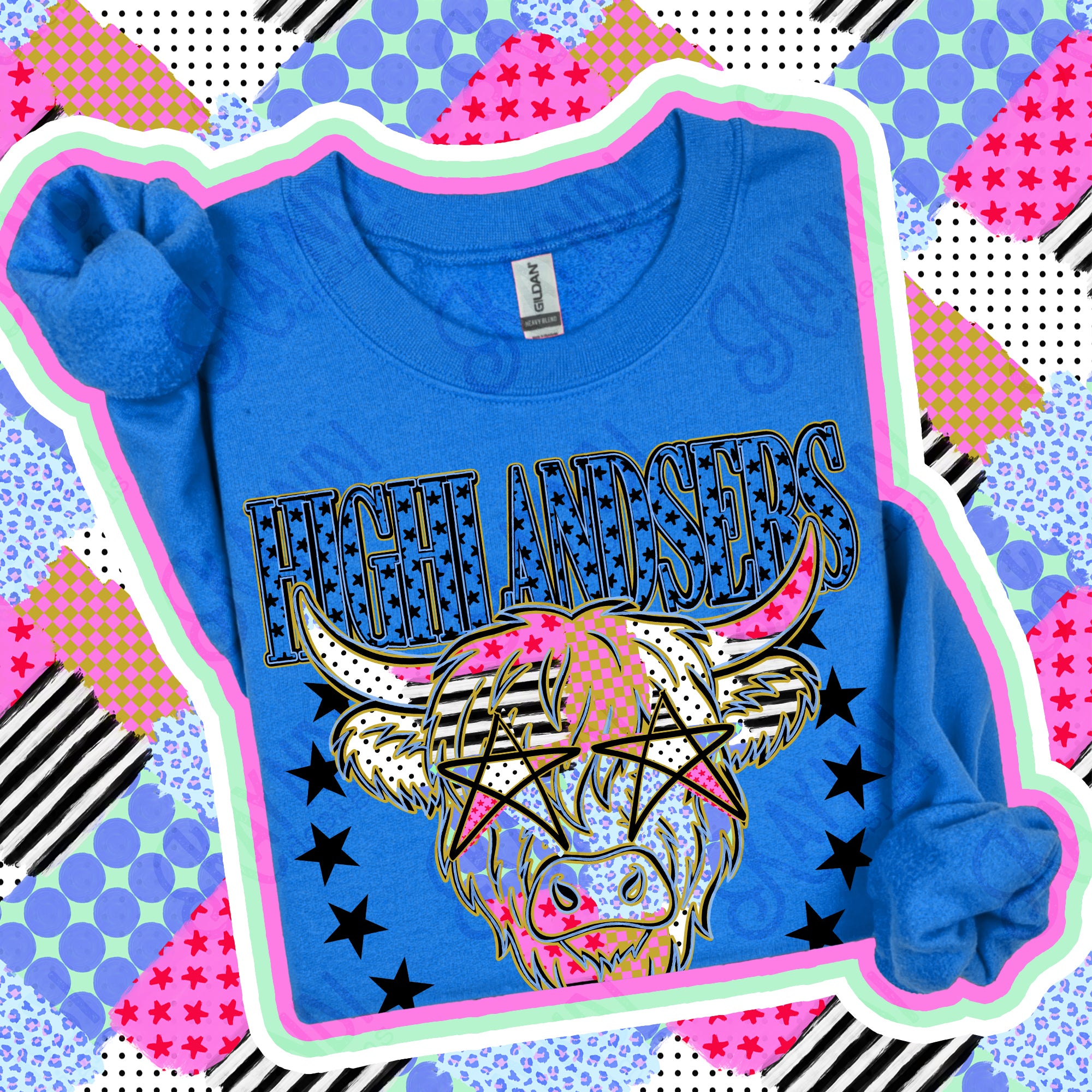 Patchwork Varsity Stars Mascots Highlandsers design
