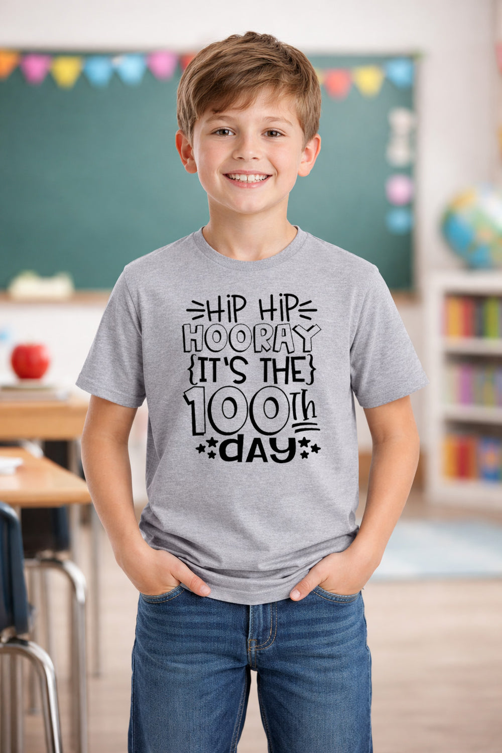 Hip Hip Hooray 100th Day DTF transfer design
