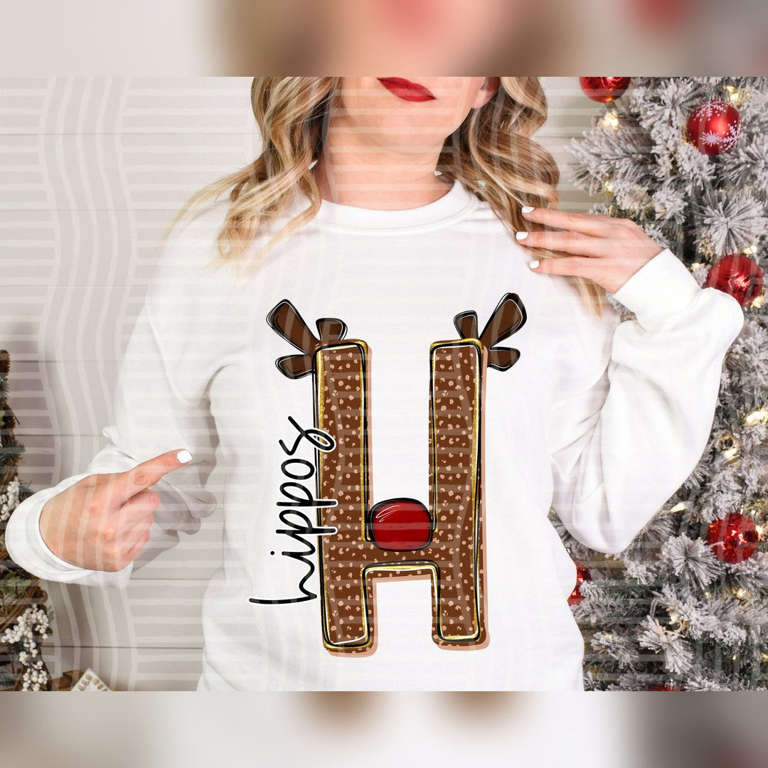 Hippos Deer Antler Initial Mascots DTF transfer