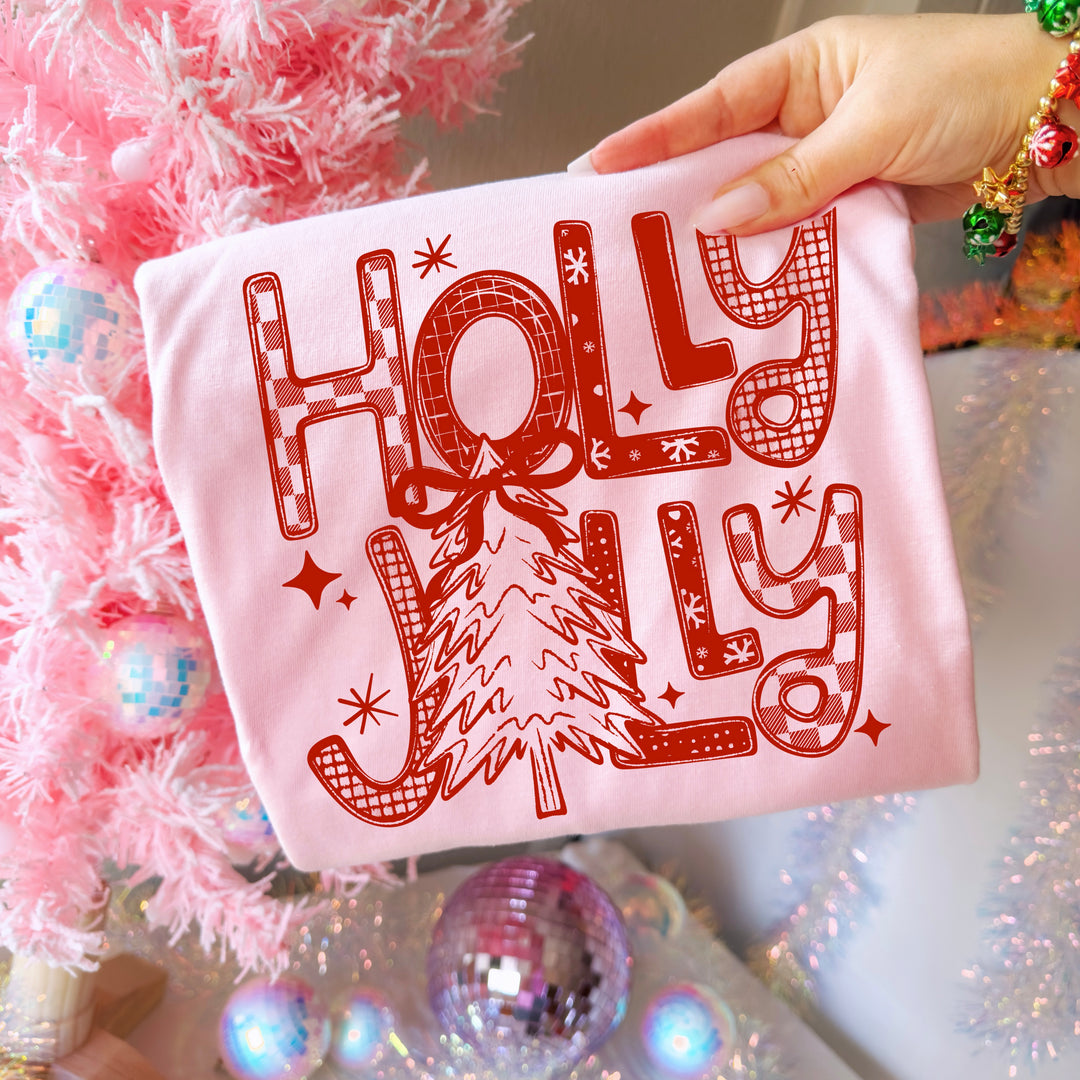 Holly Jolly Tree (Red) DTF transfer – mockup