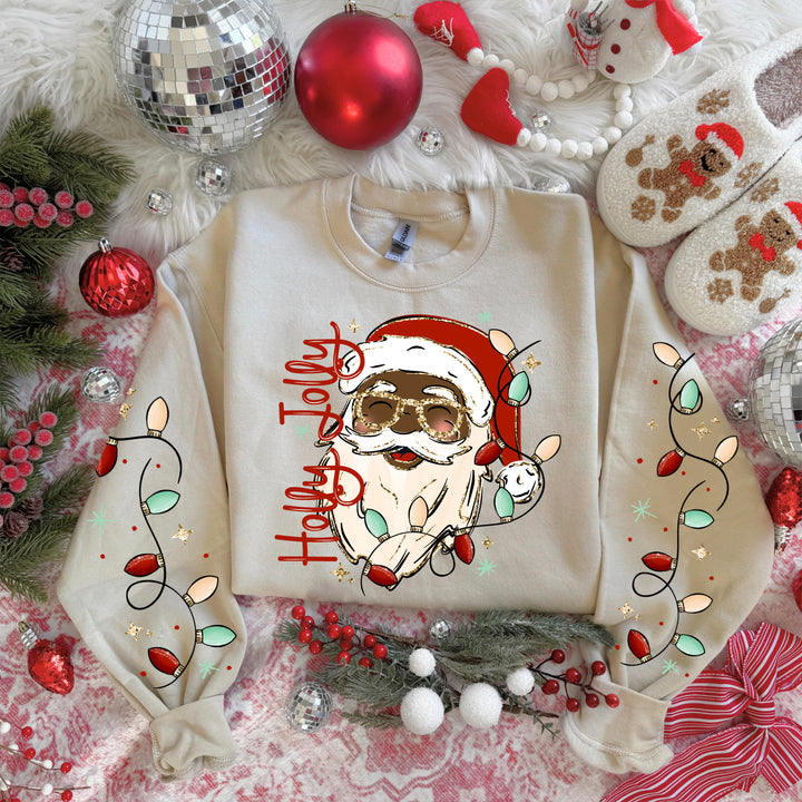 Holly Jolly Santa (Dark Skin Tone) DTF transfer – mockup