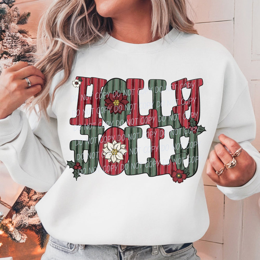 Holly Jolly Stripes DTF transfer mockup