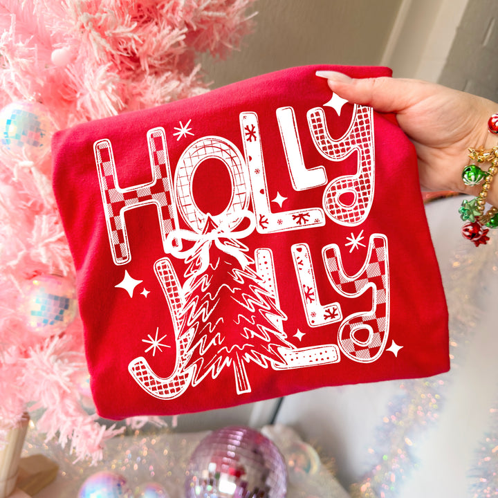 Holly Jolly Tree (White) DTF transfer – mockup