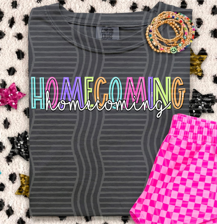 Homecoming Game Day Doodles DTF transfer pressed on a tee