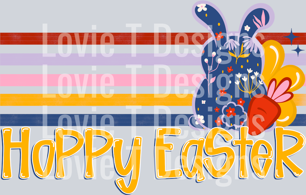 Hoppy Easter Bunny Retro Stripe