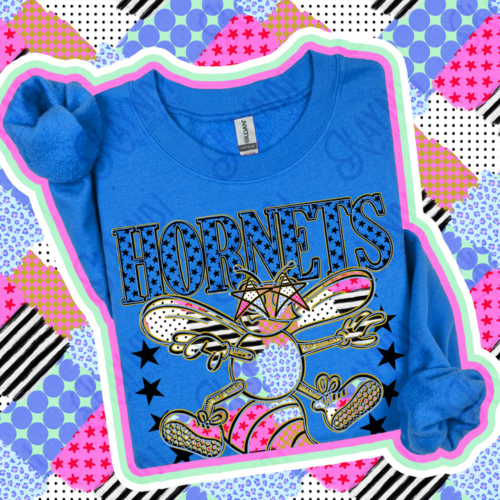 Hornets 2 Patchwork Varsity Stars mascot DTF transfer