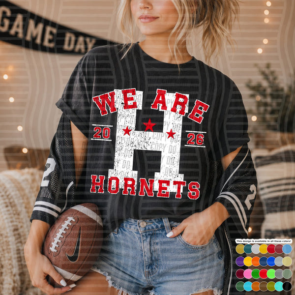 Varsity Initials White Outline Mascots Hornets design