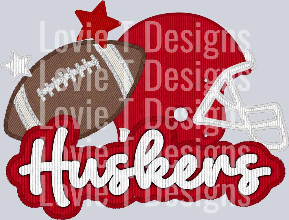 Hunkers Football and Helmet Faux Applique