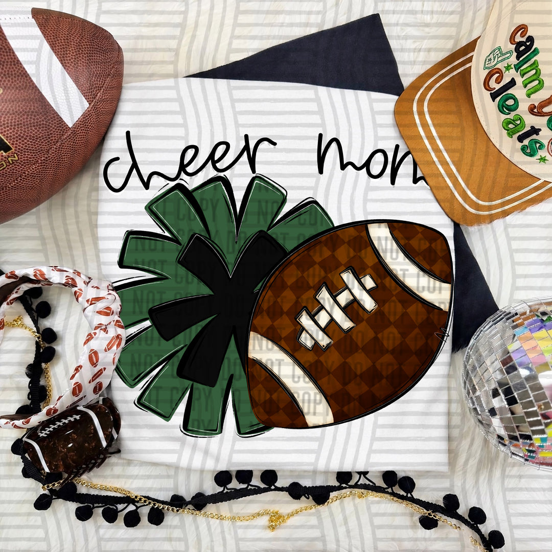 Cheer Mom DTF transfer in Hunter Green & Black