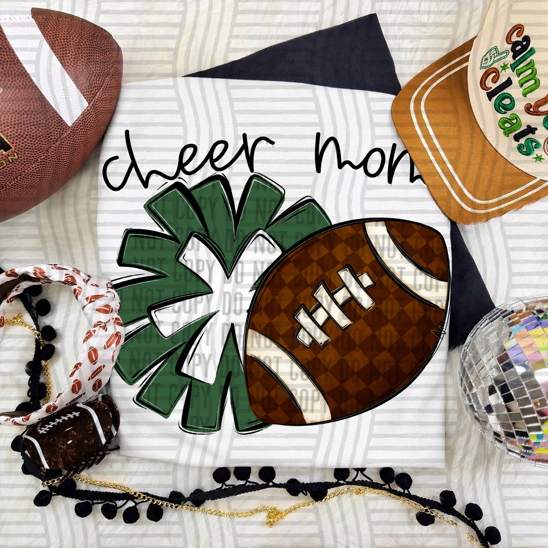 Cheer Mom DTF transfer in Hunter Green & White