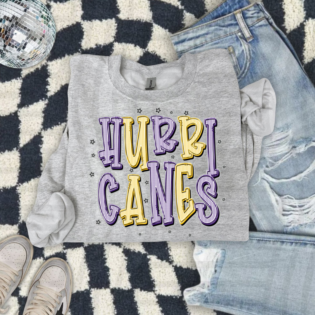 Hurricanes Purple & Yellow Gold Seersucker Chic Two Color DTF transfer mockup