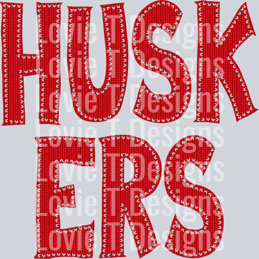 Huskers Knitted Stitched Patch Red