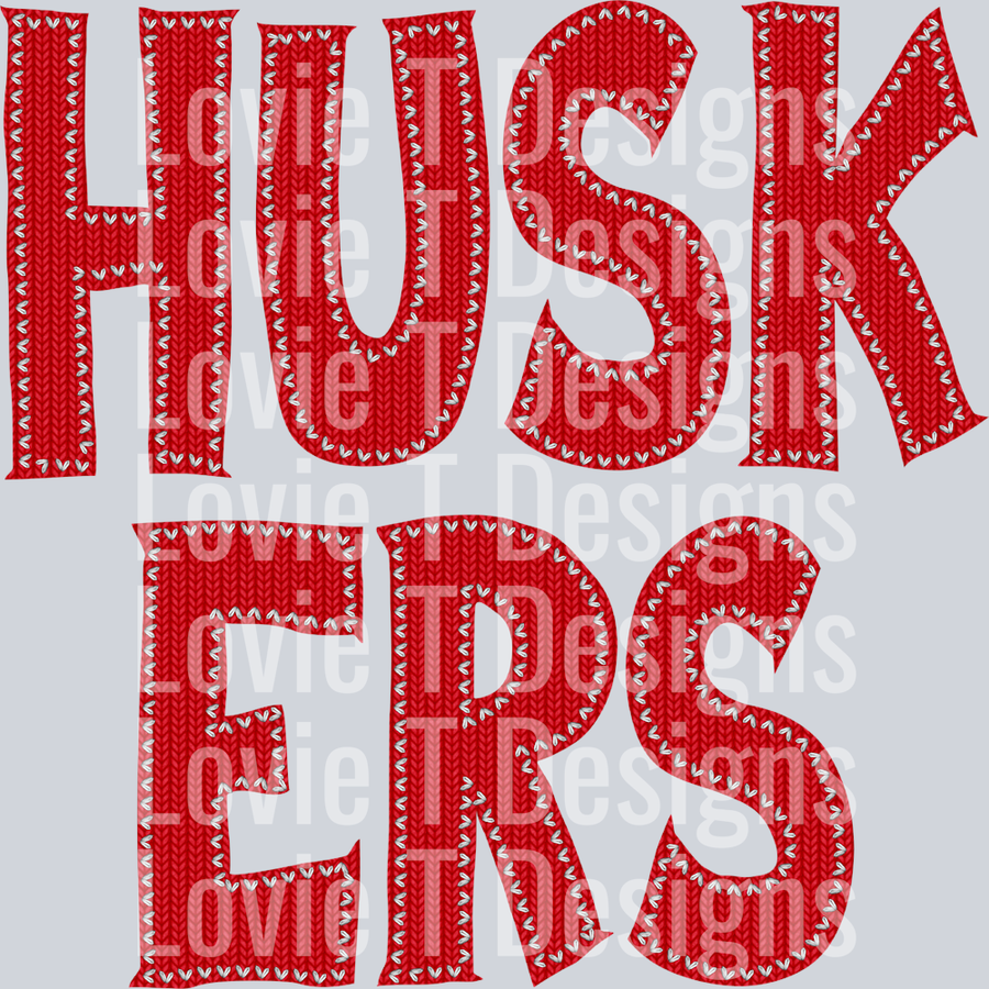 Huskers Knitted Stitched Patch Red
