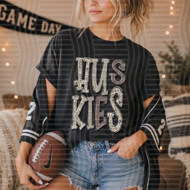 Huskies Camo Jumble Mascots DTF transfer