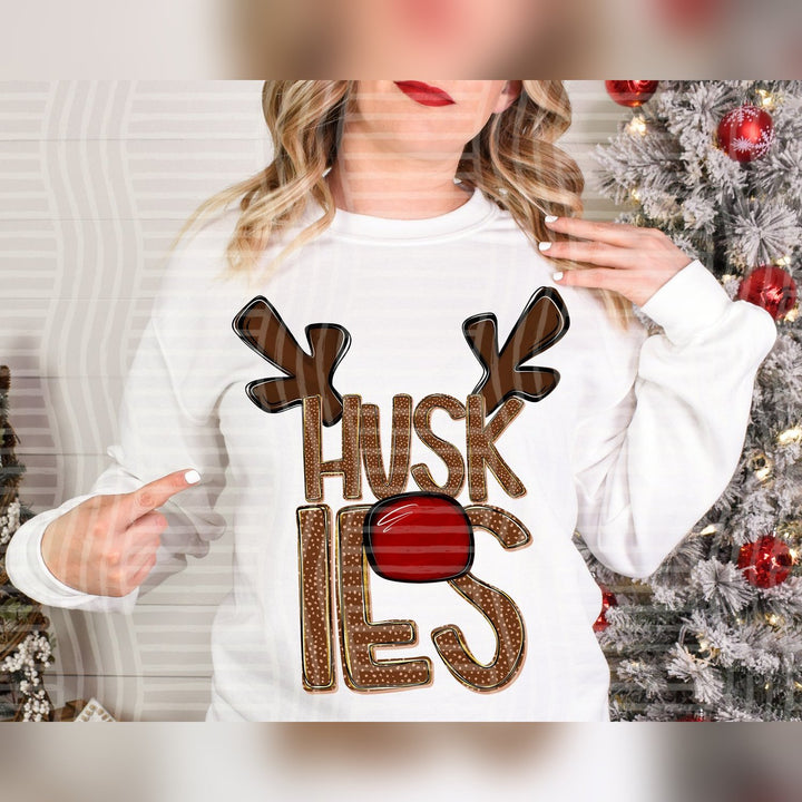 Huskies Deer Antler Mascots DTF transfer