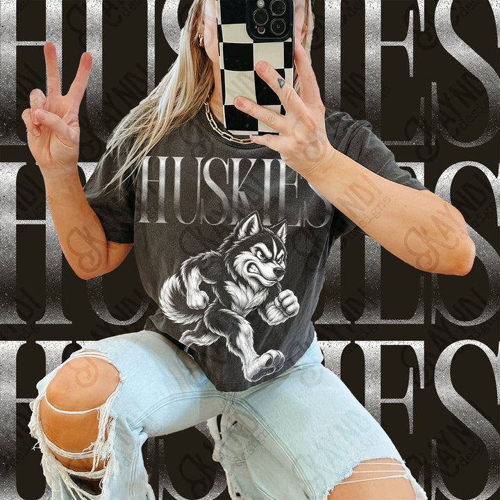 Halftone Mascots Huskies DTF transfer mockup
