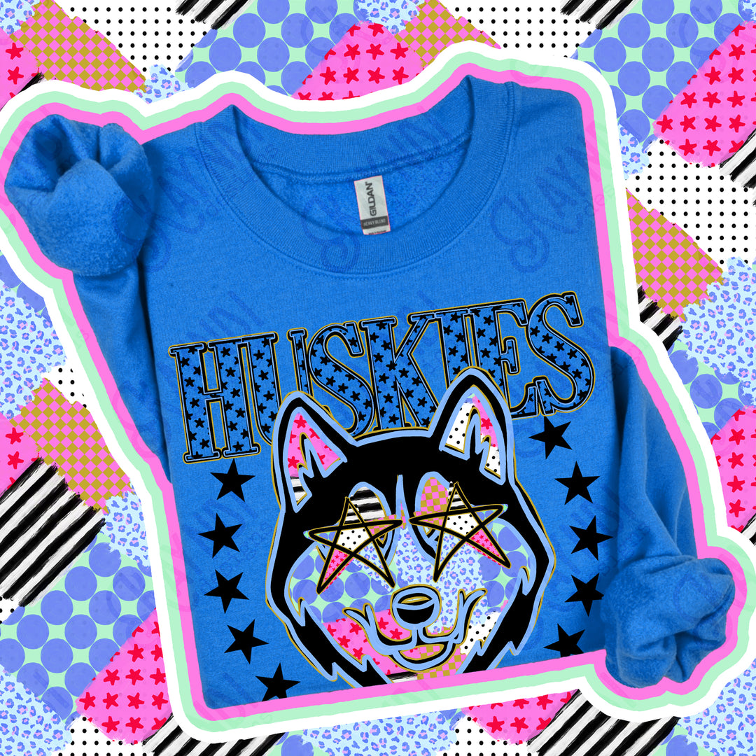 Huskies Patchwork Varsity Stars mascot DTF transfer