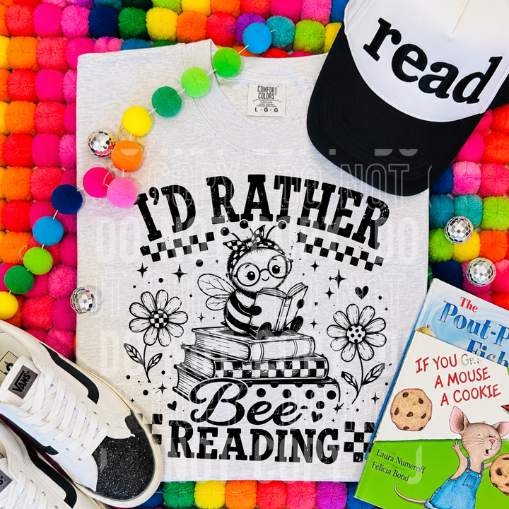 I'D RATHER BEE READING mockup