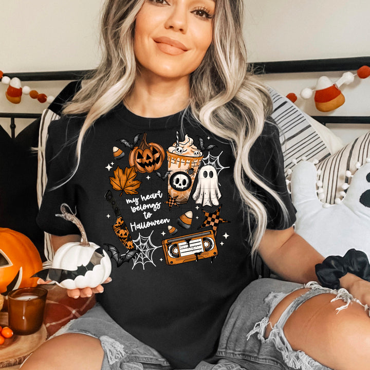 My Heart Belongs to Halloween White Words DTF transfer design – image 1