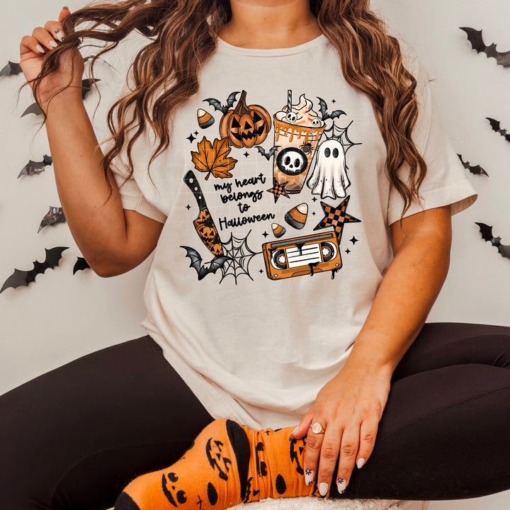 My Heart Belongs to Halloween Black Words DTF transfer design – image 1