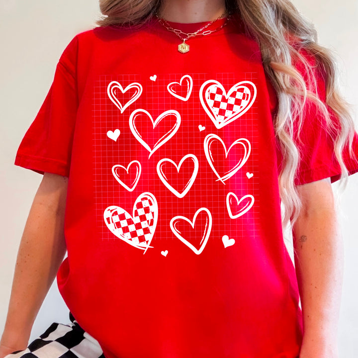Single Color Hearts White DTF transfer design – image 1