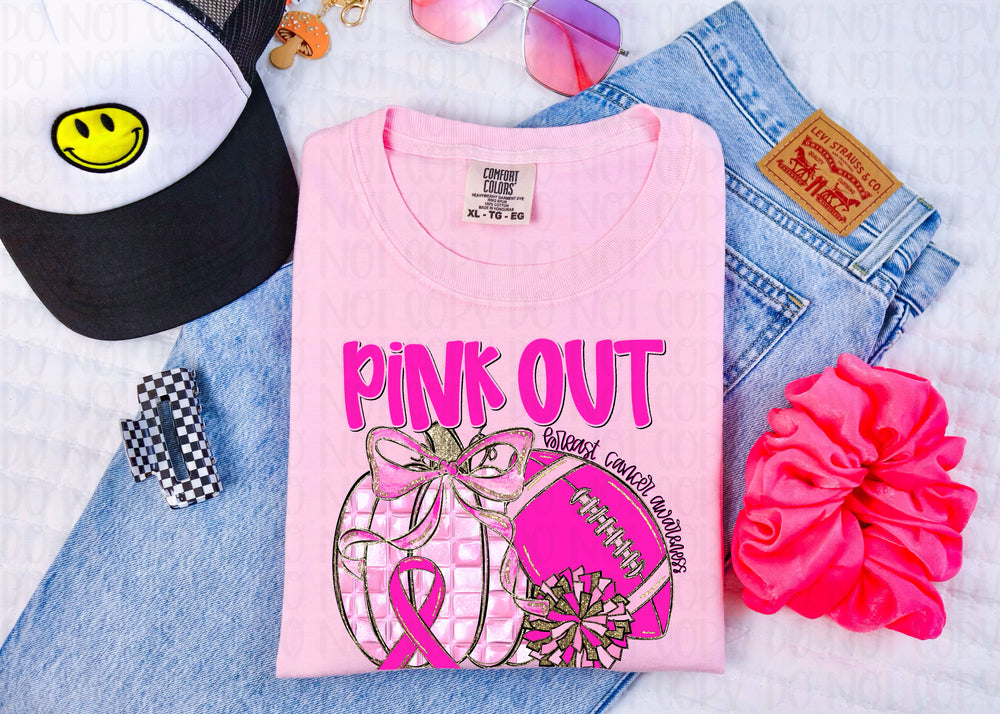 Pink Out Football DTF transfer design – image 1