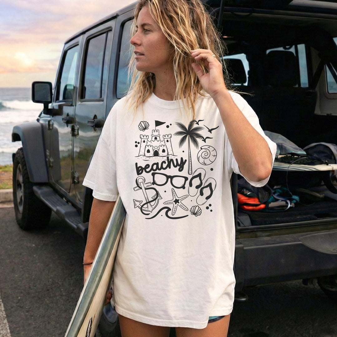 Beachy Collage Single Color Gray summer DTF transfer design