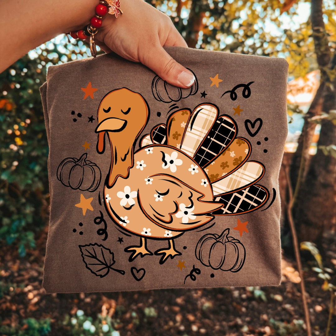 Turkey Doodle Thanksgiving DTF transfer mockup