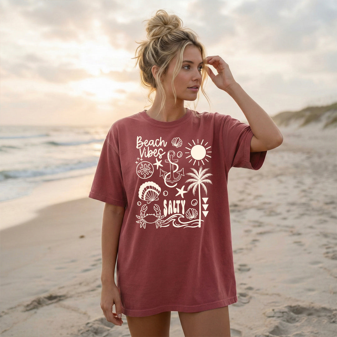 Beach Vibes Single Color Gray summer DTF transfer design