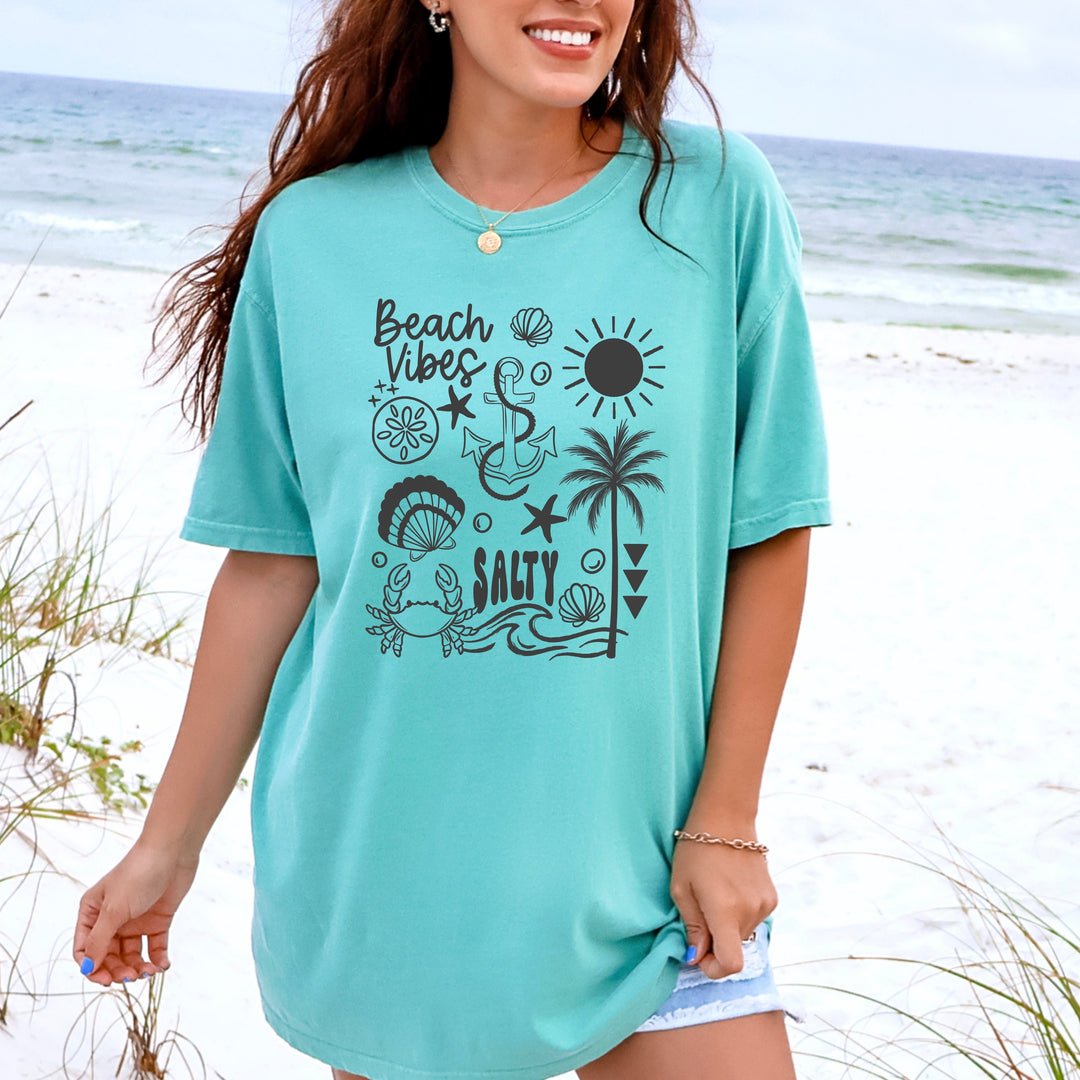 Beach Vibes Single Color Gray summer DTF transfer design