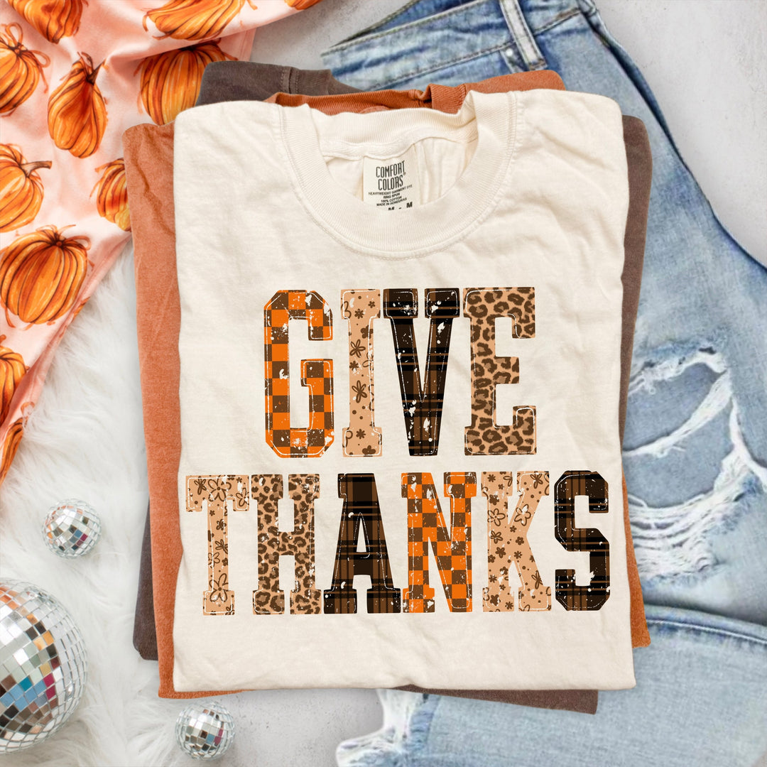Give Thanks Patterned Thanksgiving DTF transfer mockup