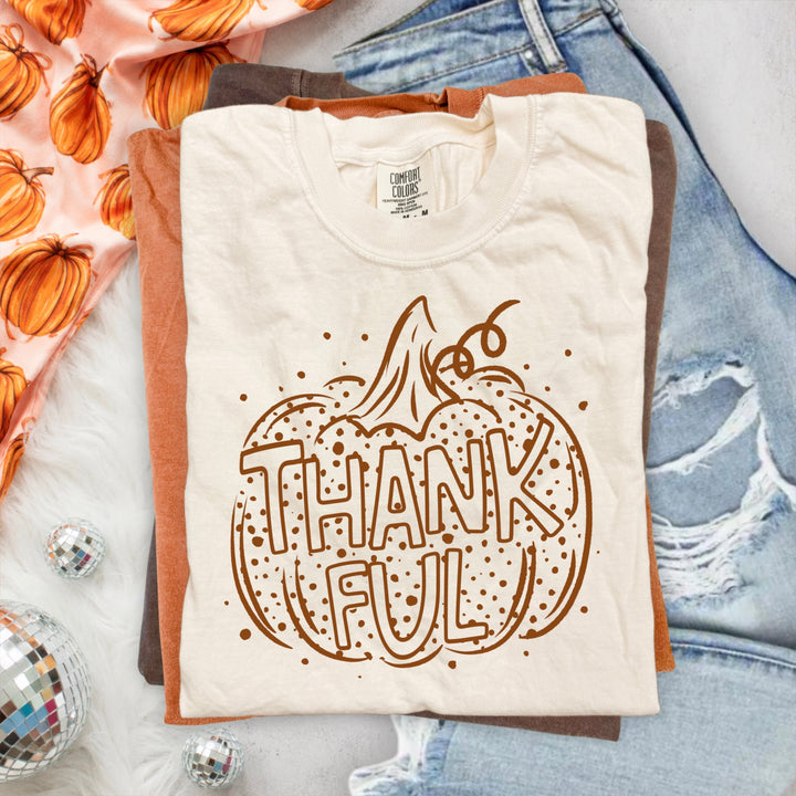 Thankful Pumpkin Brown Thanksgiving DTF transfer mockup