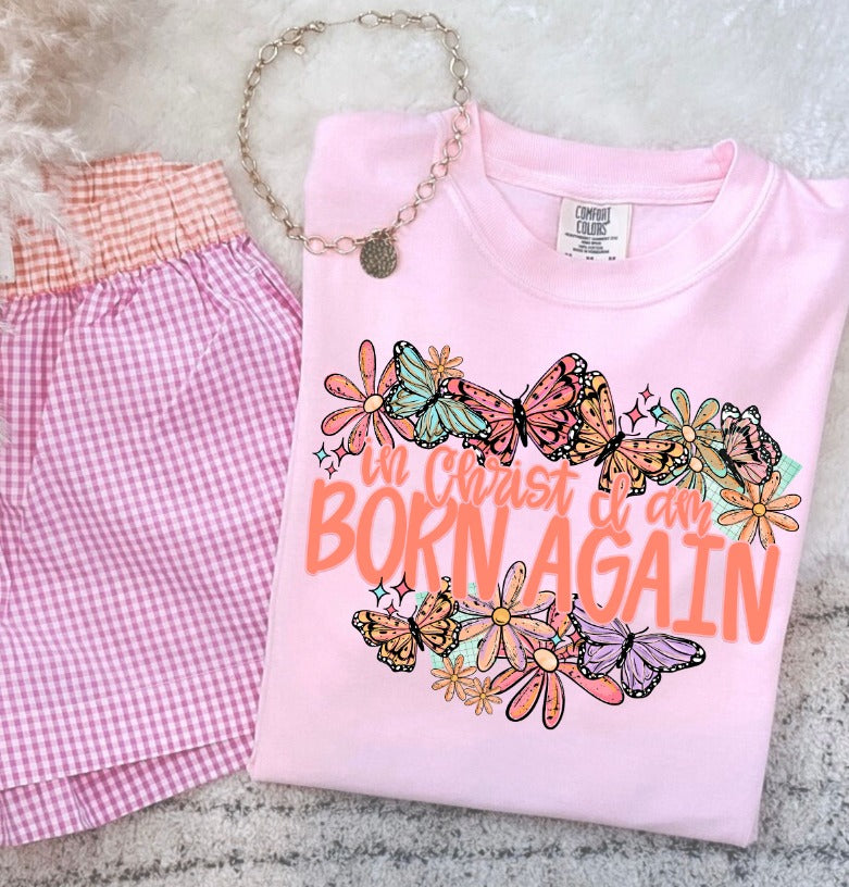 In Christ I Am Born Again DTF transfer design