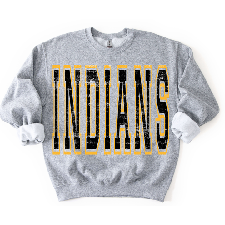 Indians Black and Yellow Gold Varsity Style – DTF Transfer – product image