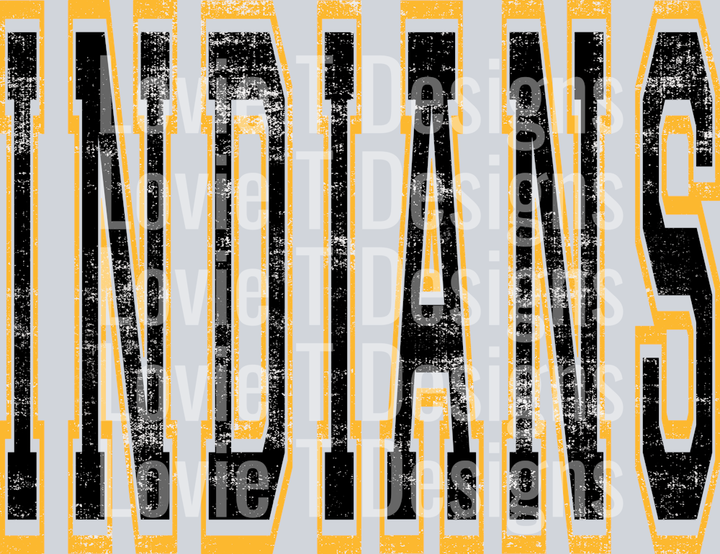 INDIANS BLACK AND YELLOW GOLD VARSITY STYLE