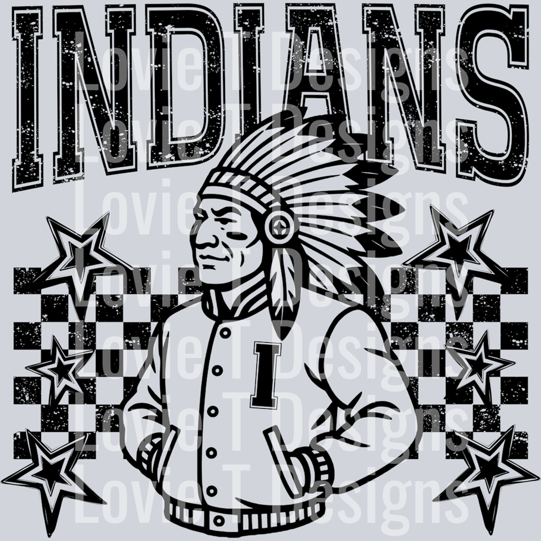 Indians Checkered and Stars – DTF Transfer – product image