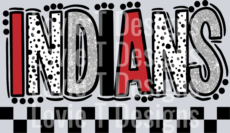 Indians Red Light Gray Doodle Dot Mascot