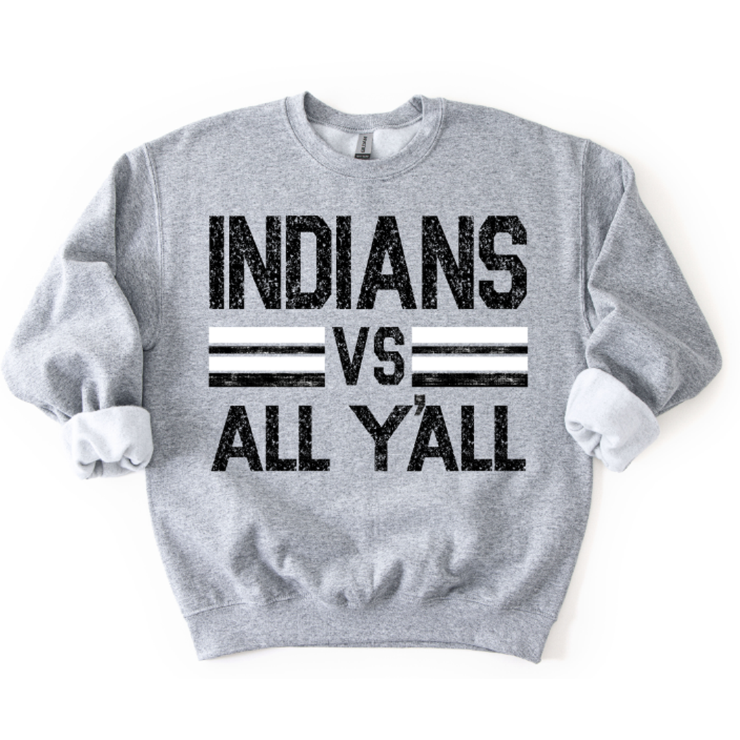 Indians Vs All Y'all Black and White – DTF Transfer – product image