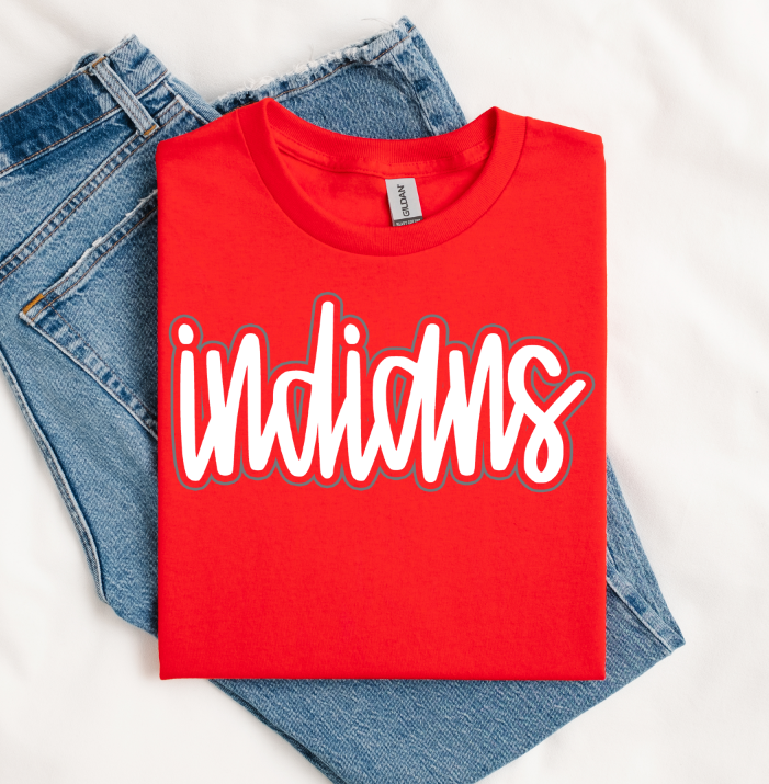 INDIANS WHITE AND GRAY HANDWRITTEN SCRIPT