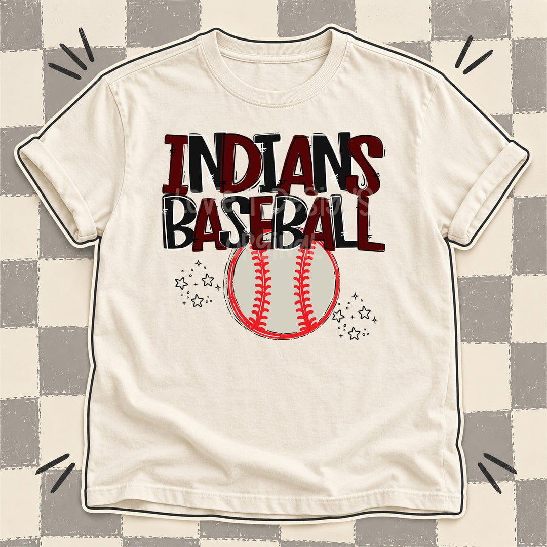 Indians Maroon Black Team Go Baseball Mascots DTF transfer mockup