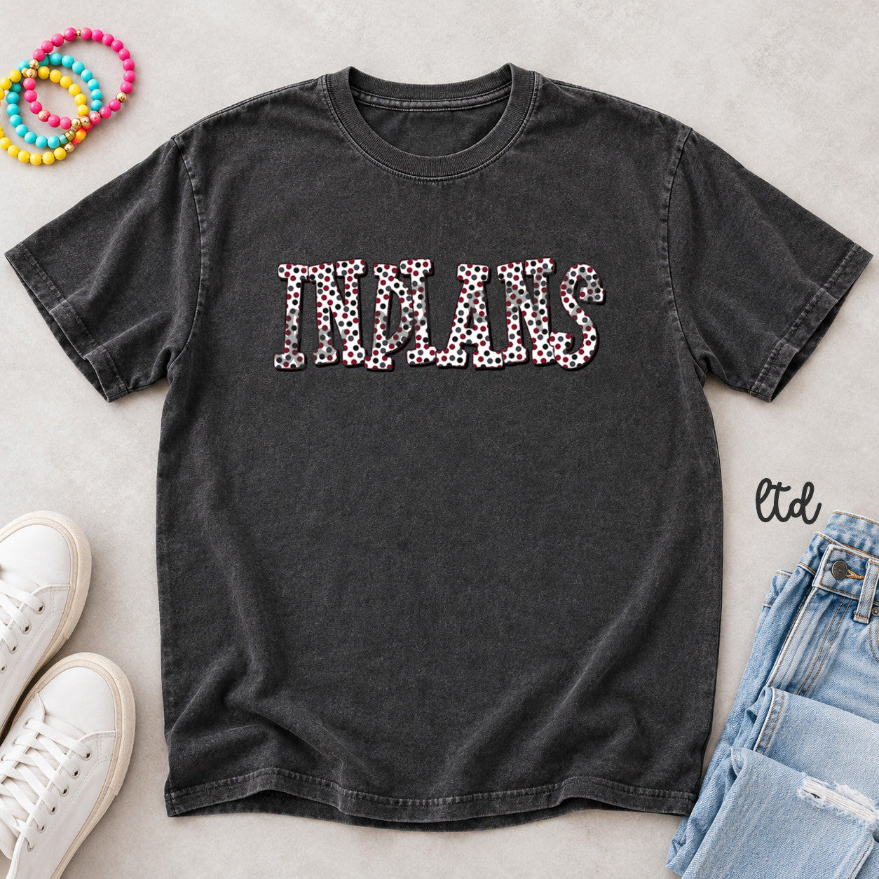 Polka Dot Mascots Indians Maroon Black Charcoal design
