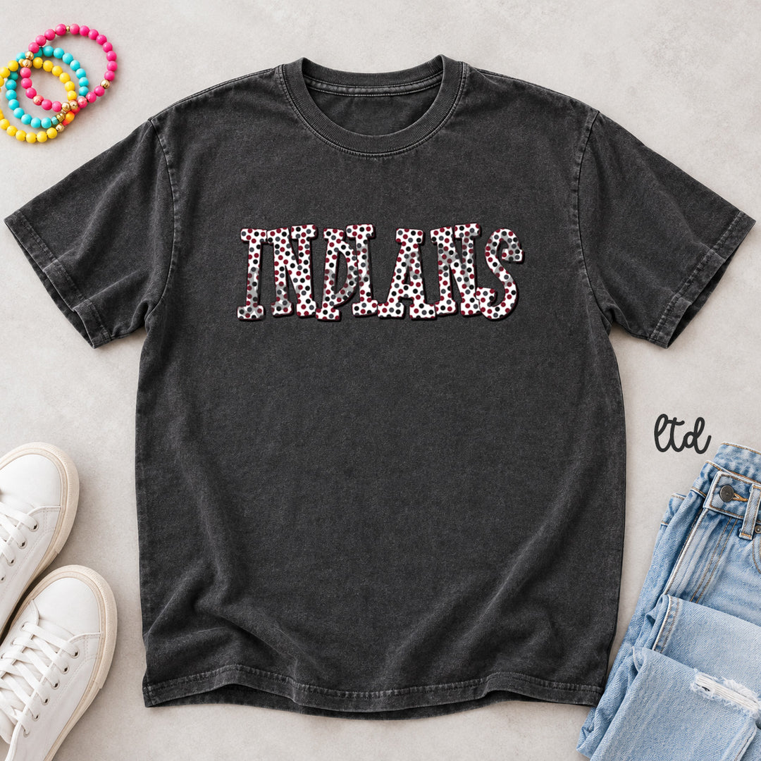 Indians Maroon Black Charcoal Polka Dot Mascots DTF transfer mockup