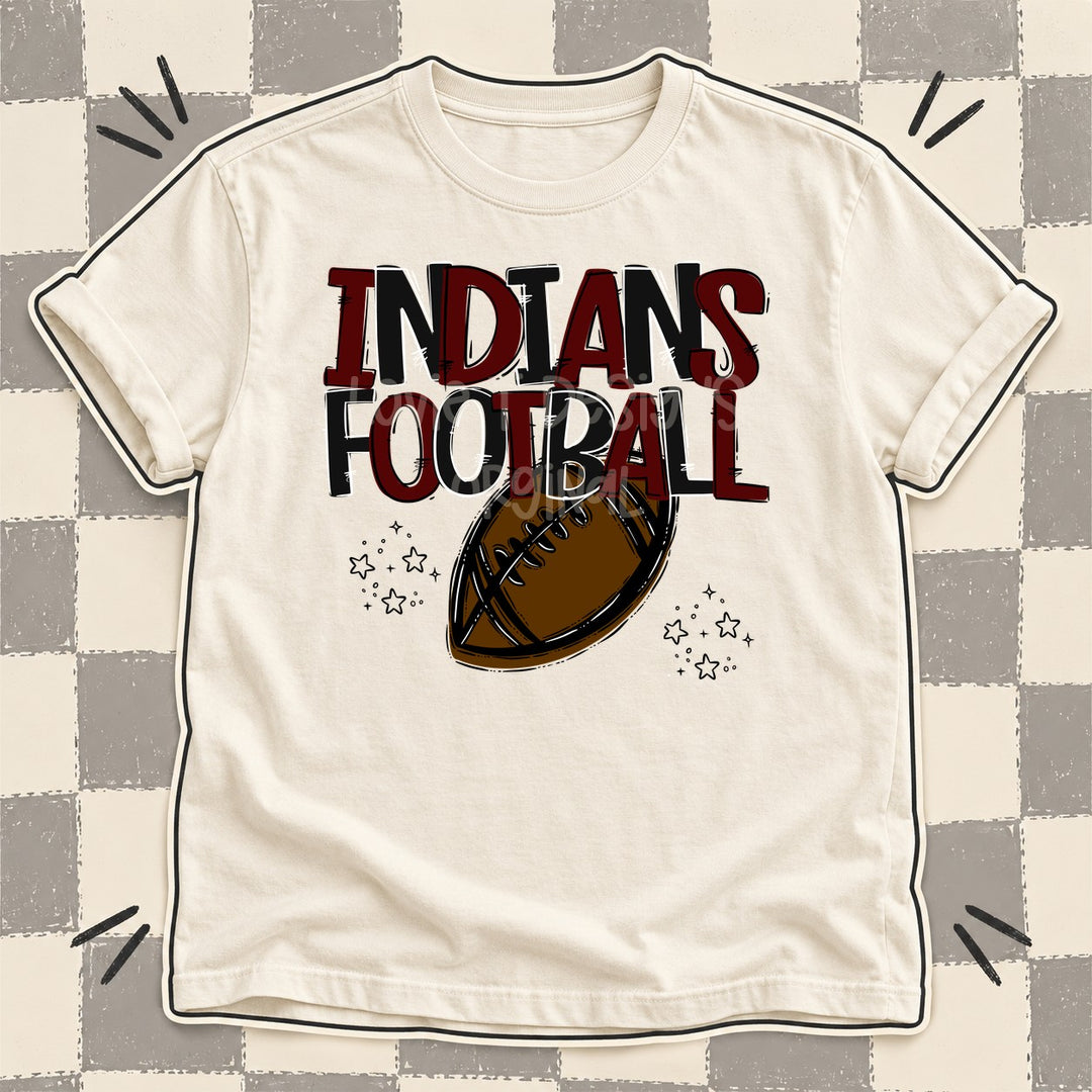 Indians Maroon Black Team Go Football Mascots DTF transfer mockup