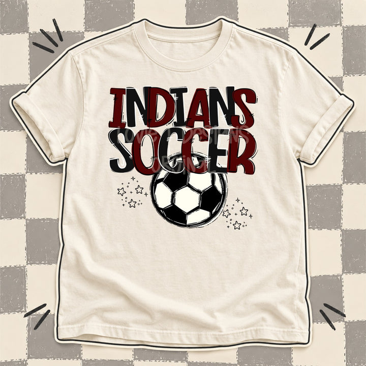 Indians Maroon Black Team Go Soccer Mascots DTF transfer mockup