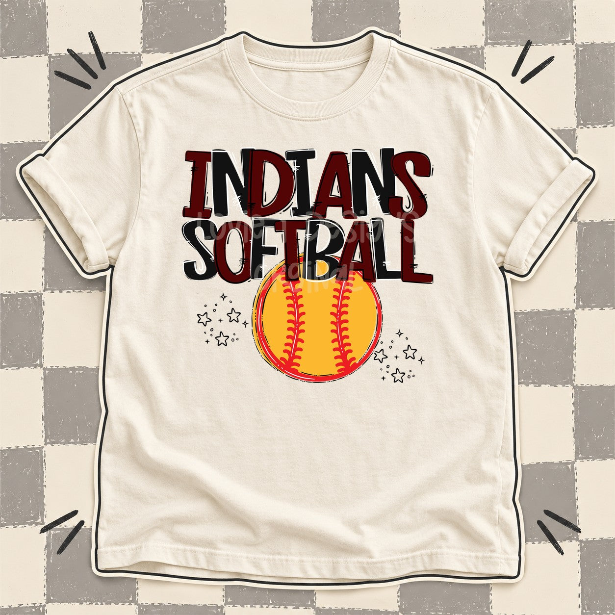 Team Go Softball Mascots Indians Maroon Black design