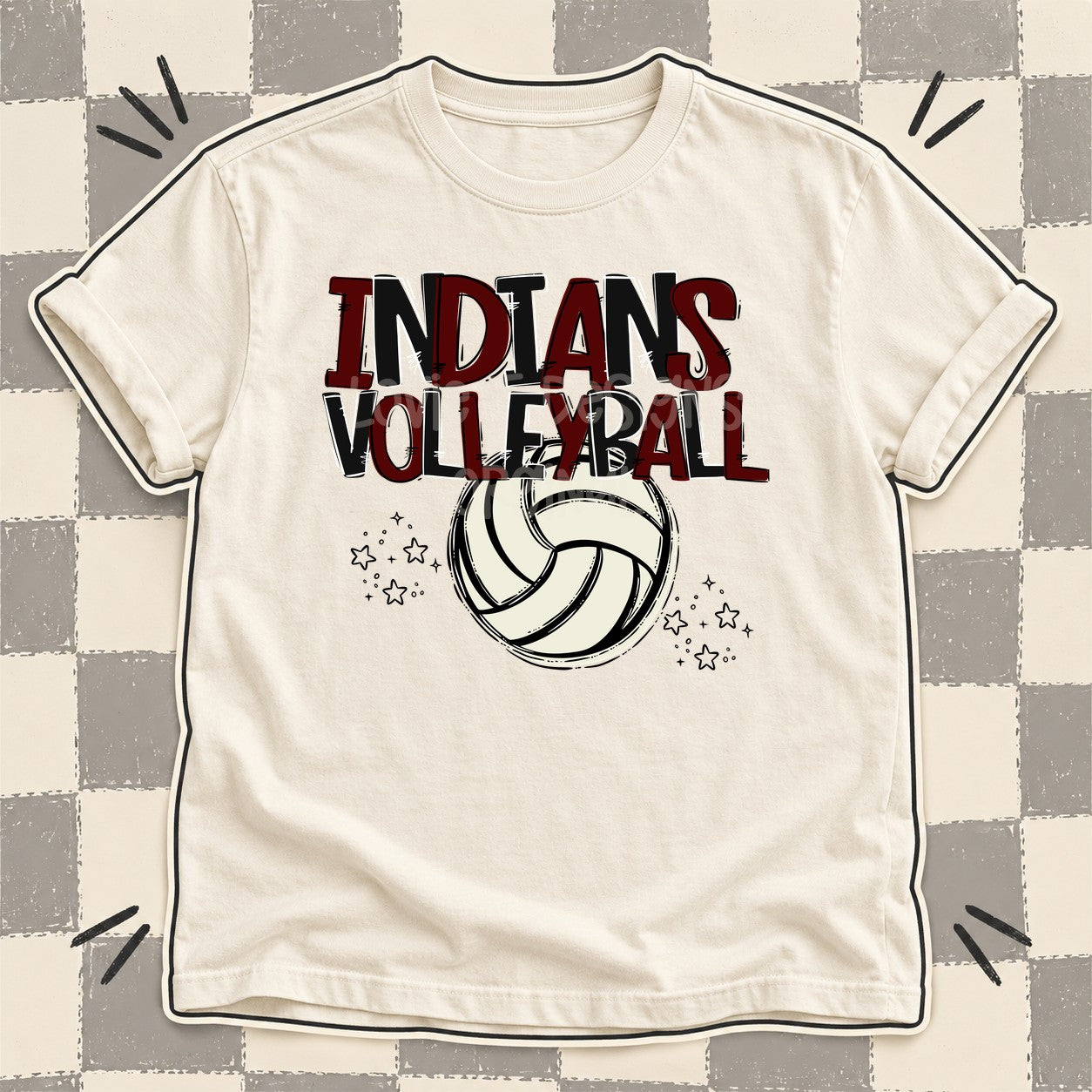 Team Go Volleyball Mascots Indians Maroon Black design