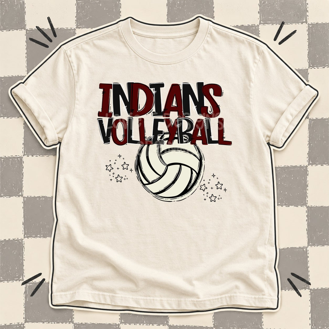 Indians Maroon Black Team Go Volleyball Mascots DTF transfer mockup