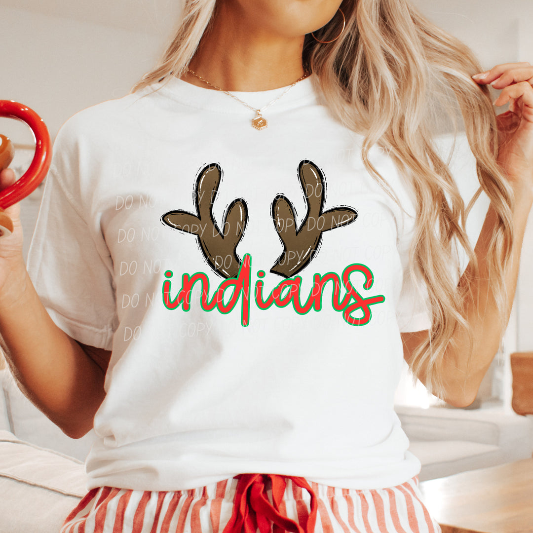 Indians Reindeer mascot DTF transfer