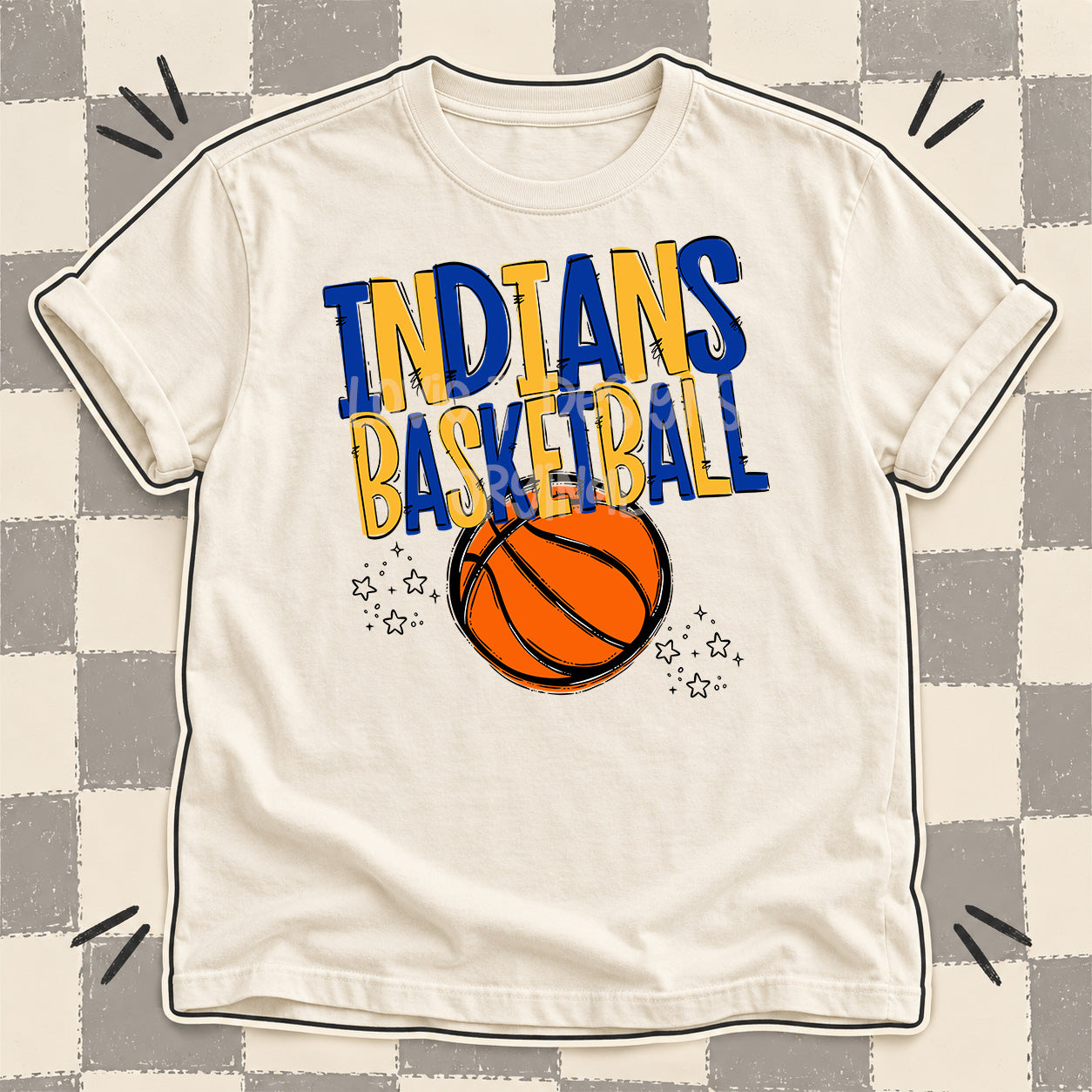 Team Go Basketball Mascots Indians Royal Blue Yellow Gold design