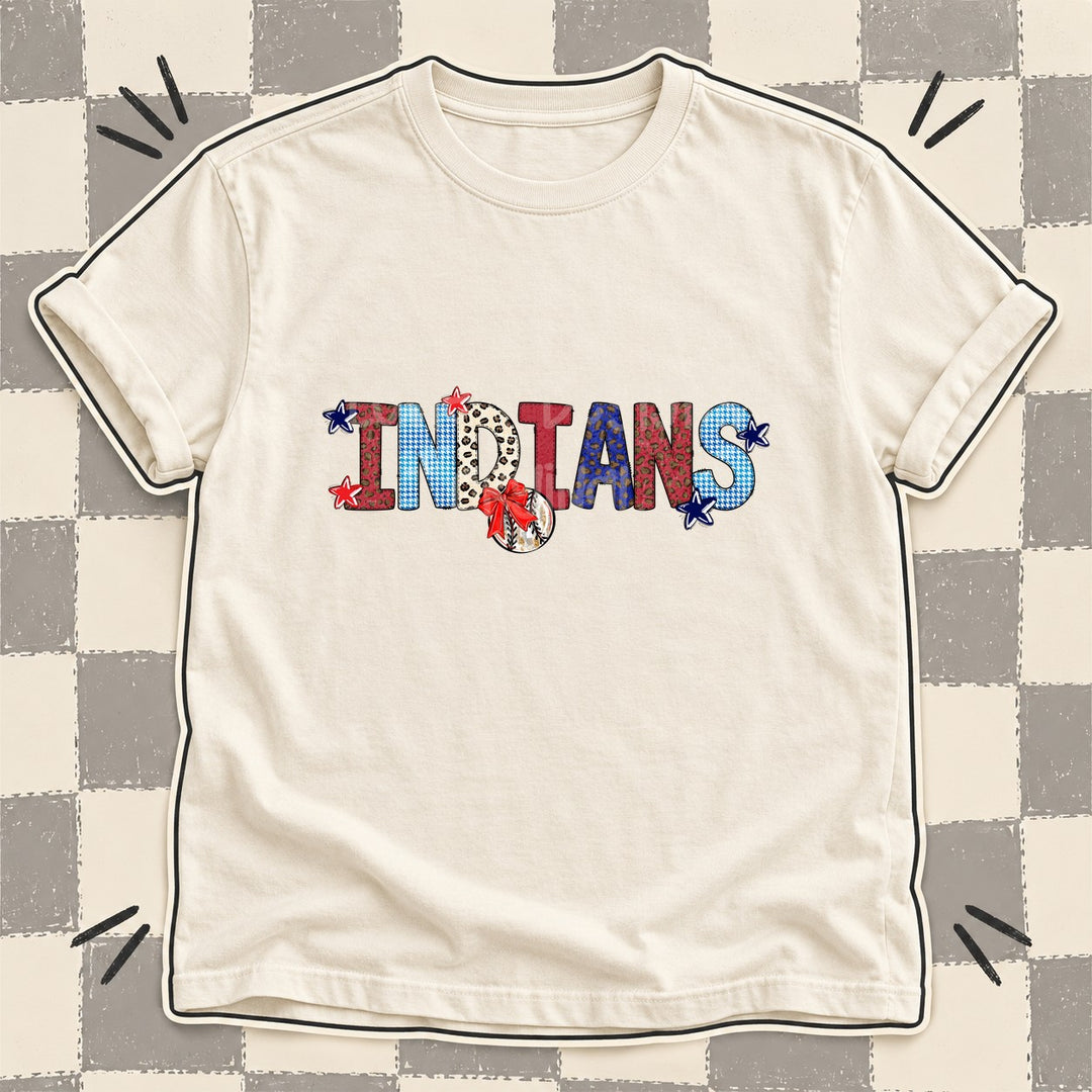Indians Mixed Doodle Baseball Mascots – Leopard Red Navy DTF transfer mockup